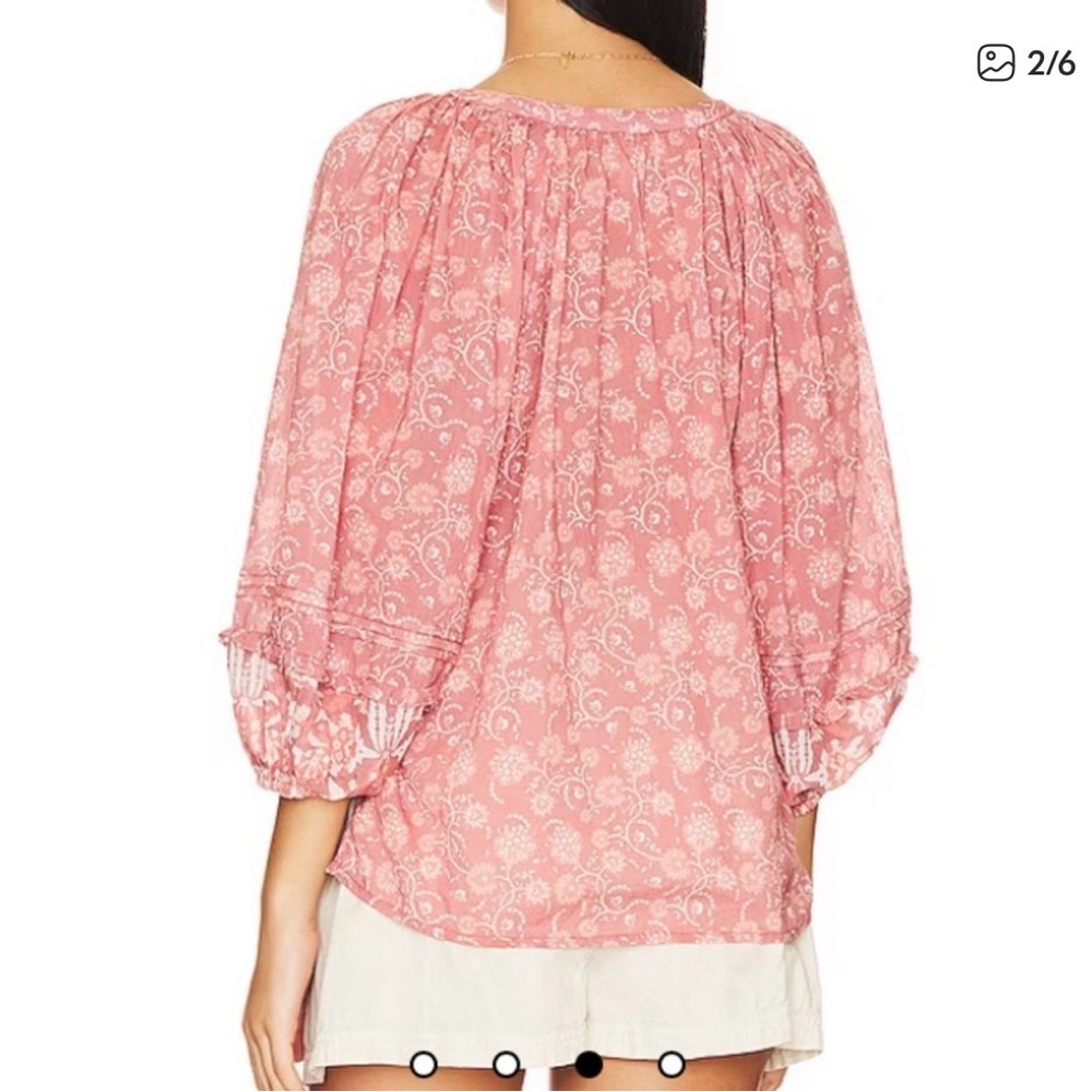 Cleobella Quinn Blouse in a coral/peach floral print Size L - Picture 2 of 7
